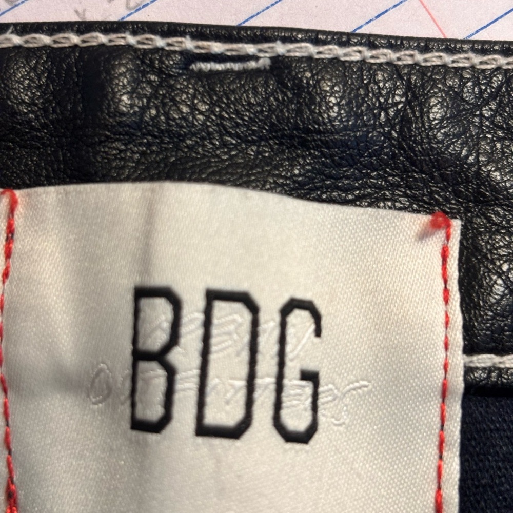 BDG Urban Outfitters Faux Leather Carpenter Pants Black High Rise Straight Leg S - Picture 9 of 10